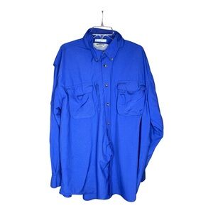 Orvis Men’s Long Sleeve Multi Pockets Fishing Royal Blue Shirt SZ XL